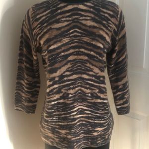 Talbots Classic Animal Print Pure Cashmere Sweater. Size L